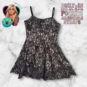 Speechless Dress Women's 7 8 Black Lace Shimmer Sparkle Fit Flare Event Holidays